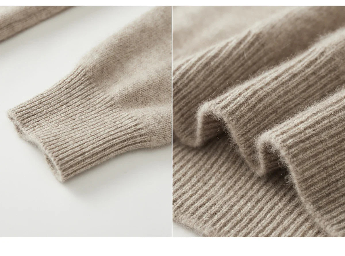 Men Pure Merino Wool Sweater | Long Sleeves | Stand-Up Collar | Pullover | Warm | Mock Neck Sweater