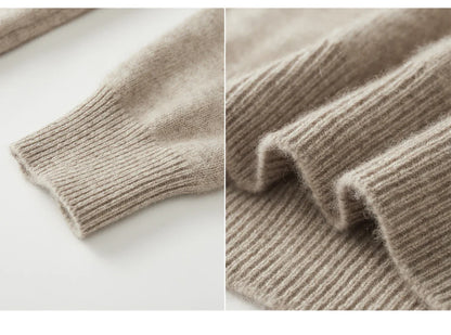Men Pure Merino Wool Sweater | Long Sleeves | Stand-Up Collar | Pullover | Warm | Mock Neck Sweater