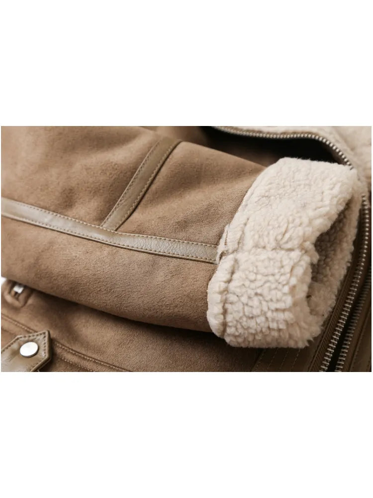 Women Brown Vintage Fur Jacket | Lapel Long Sleeves Winter Outwear