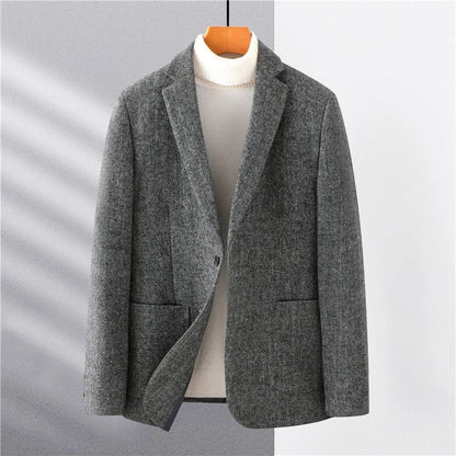 Men Classic Wool Slim Fit Blazer | Winter Smart Casual Business Jacket Gray
