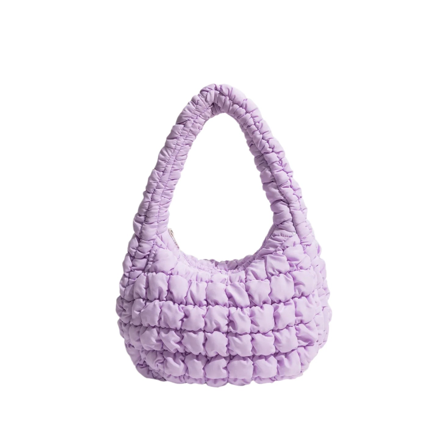 Women Small Puffer Bag | Fluffy Quilted Padding Handbag Lavender 2