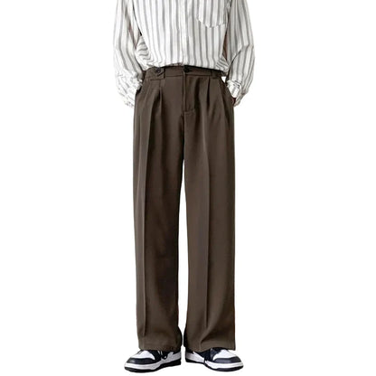 Men Plain Wide Leg Dress Pants | Business Casual Pants | Slim-Fit Trousers