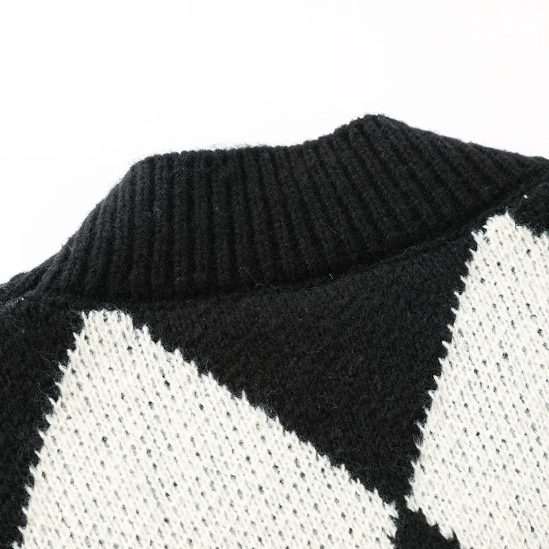 Men Plaid Sweater Vest | Sleeveless V-Neck Button Cardigan | Office Knitted Vest