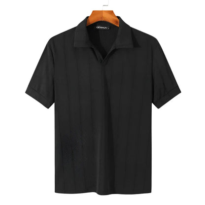 Men Lightweight Polo Shirt | Casual Lapel Short Sleeve Polo Black