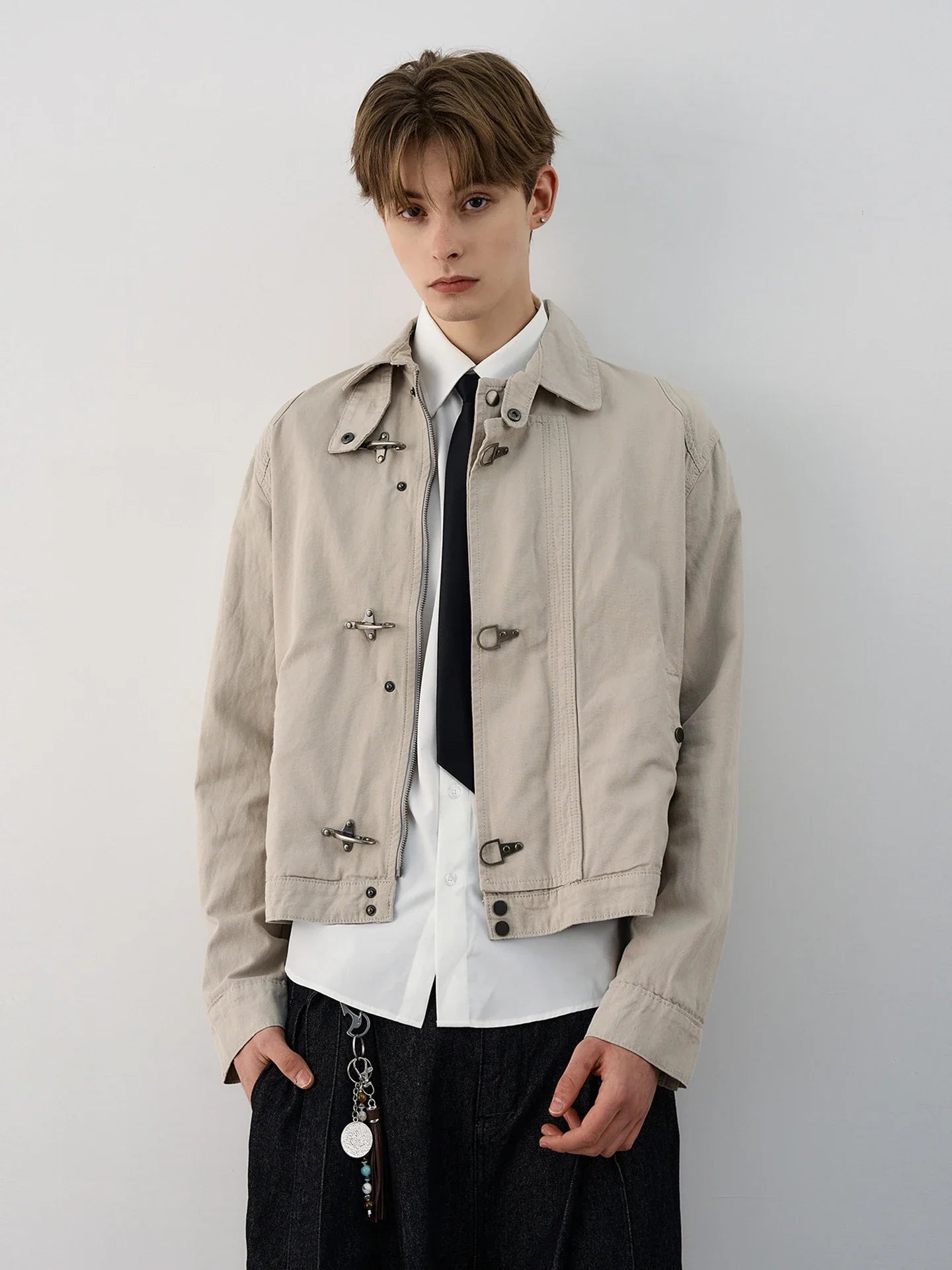 Unisex Lobster-Clasp Deck Jacket | Retro Gothic | Aircraft Button Jacket | Vintage Casual Jacket | Y2K Beige