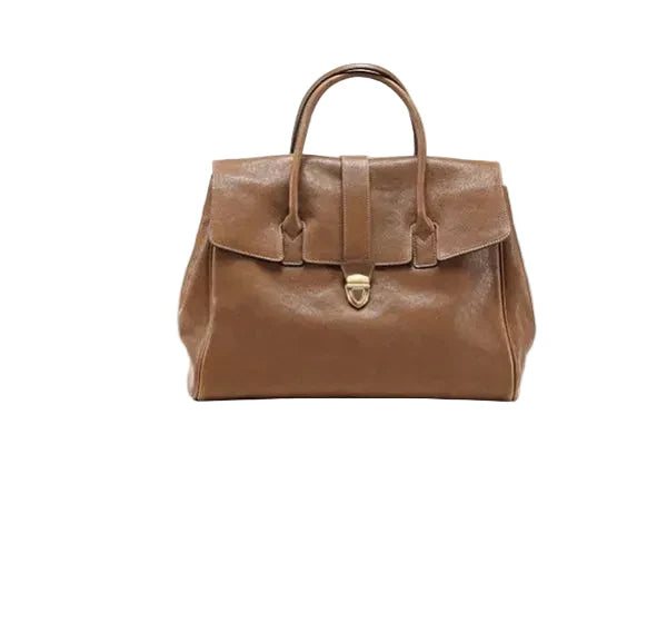Women Large Capacity Leather Retro Handbag Brown 2 L