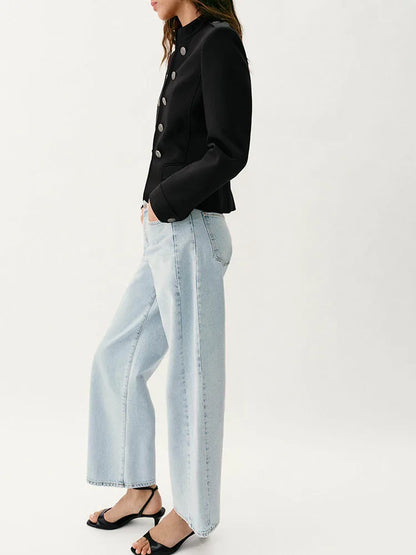 Women Napoleon Jacket | Slim Fit | Long Sleeve | Stand Collar