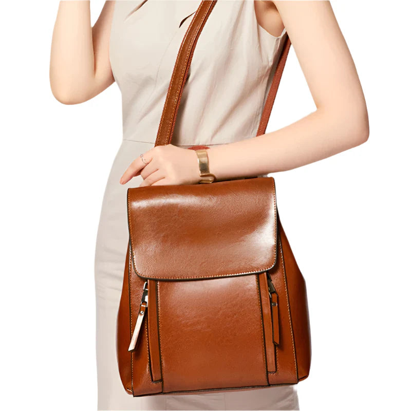 Women Square Genuine Leather Backpack | Anti-Theft Shoulder Bag