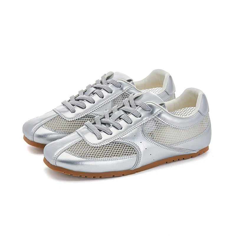 Women Mesh Sneakers | Summer German Training Shoes | Flat Shoes | German Army Trainers Silver