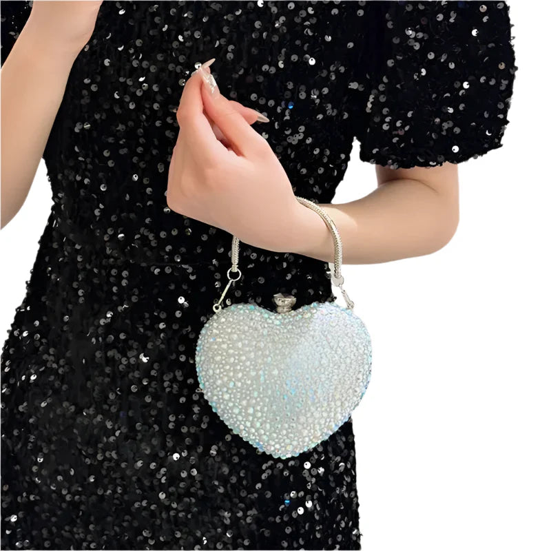 Women Rhinestone Heart Shape Crystal Clutch | Evening Clutch | Wedding Party