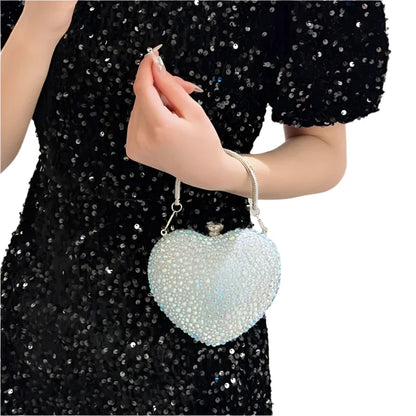 Women Rhinestone Heart Shape Crystal Clutch | Evening Clutch | Wedding Party