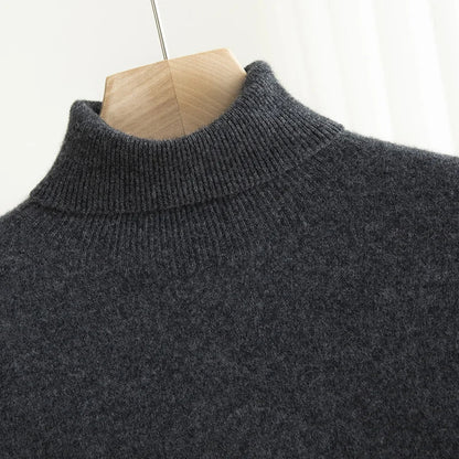 Men Merino Wool Turtleneck Knitted Pullover | Merino Wool Sweater | Cashmere Warm Knit Top