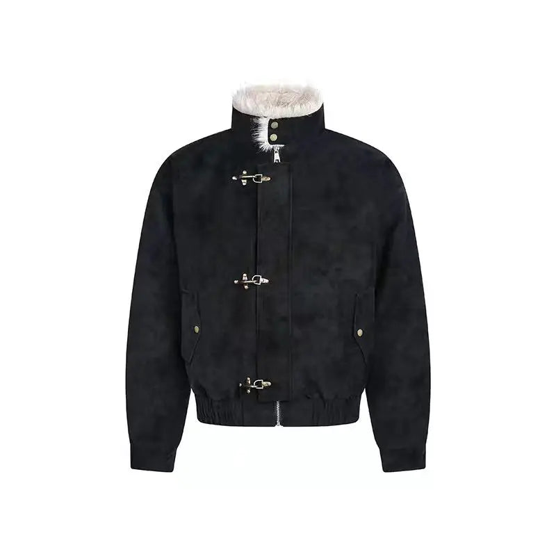 Unisex Bomber Jacket | Thick Wool Inner | Parka Retro Jacket black