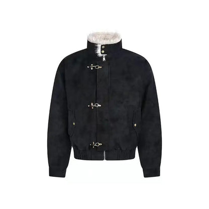 Unisex Bomber Jacket | Thick Wool Inner | Parka Retro Jacket black