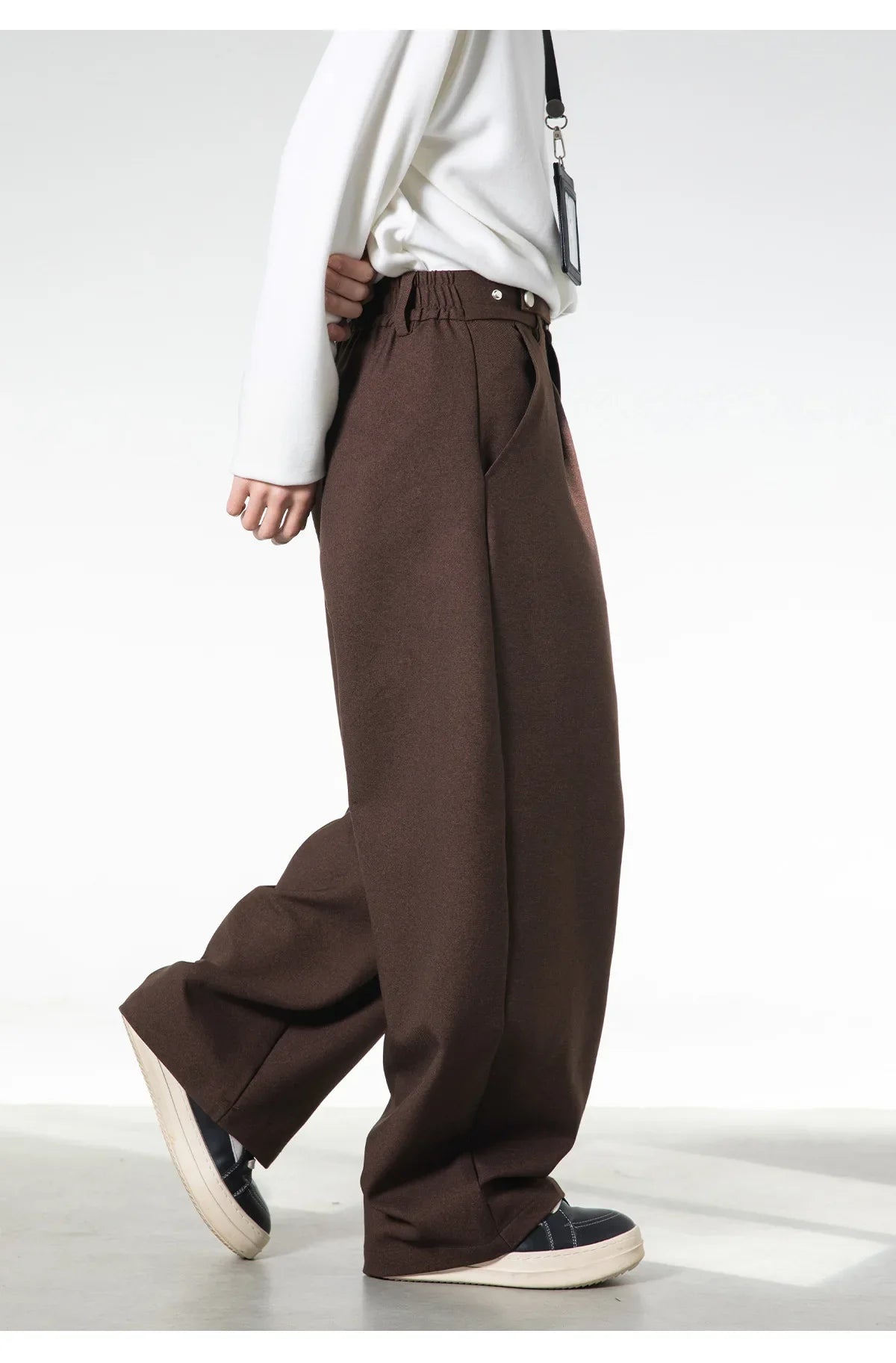 Men Loose Fit Dress Pants | Adjustable Buckle | Pleated | Casual Trousers | Wide Leg
