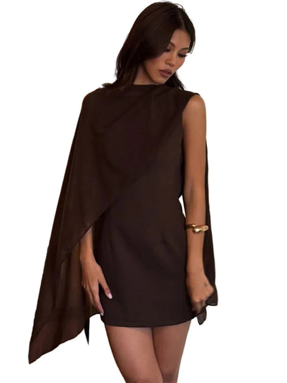Women Backless MIni Dress | Sleeveless | Elegant Party Dress | Bodycon Dress Chocolate Brown