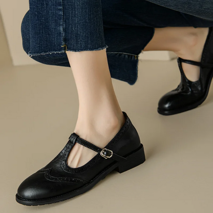 Vivian | Women's T-Strap Mary Jane Shoes Low Block Heel Buckle