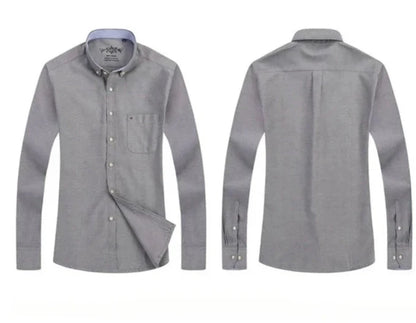 Plain Oxford Long-Sleeve Shirt Men | Office Shirt | Slim Fit Single Pocket Shirt