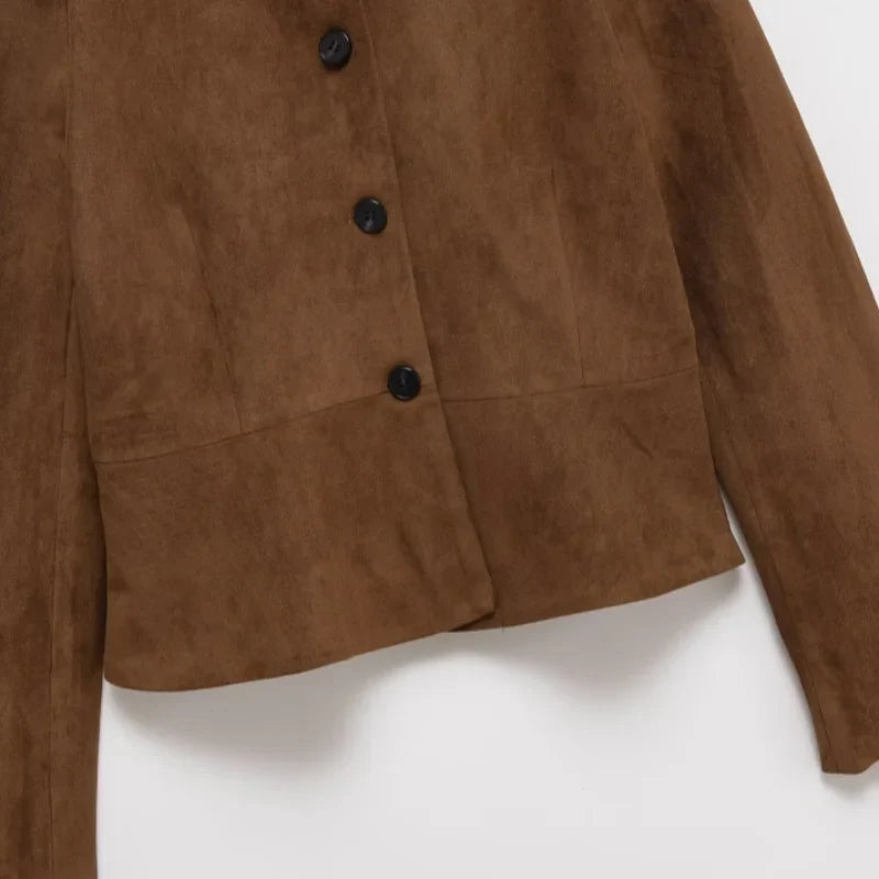 Women Suede Short Jacket | Long Sleeve | Autumn Jacket
