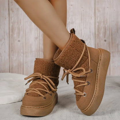 Women Winter Thick-Soled Snow Boots | Mid-Length Warm Boots Brown