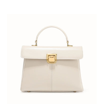 Women Leather Handbag | Crossbody Bag With Scarf Decor White