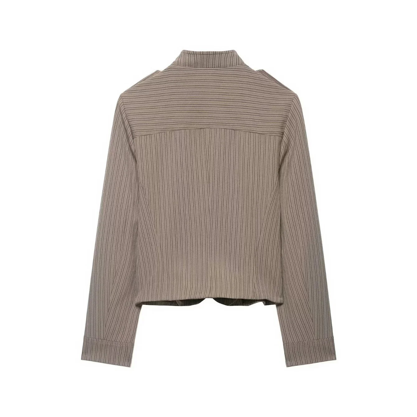 Women Short Coat | Spring | Striped Short Blazer | Long Sleeves | Napoleon Jacket
