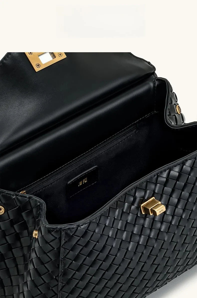 Women Leather Pillow Bag | Lock Clasp Handbag | Small Handbag | Shoulder Bag | Crossbody Bag