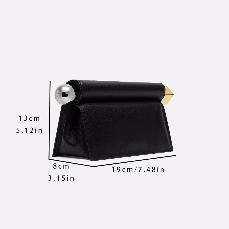 Women Leather Rolled-Up Clutch Bag | Versatile | Folding Clutch | Chain Single-Shoulder Bag | Crossbody Bag