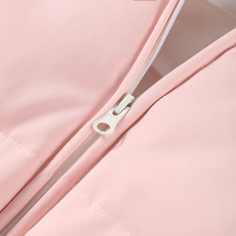 Women Pink Ski Wear Jumpsuit | Long Sleeve | Hoodie | Wide Leg Jumpsuit | Winter | Thick | Warm
