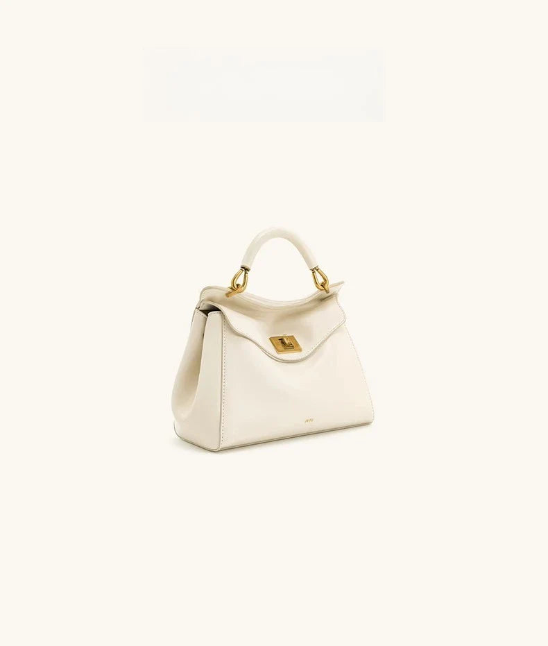 Women Leather Pillow Bag | Lock Clasp Handbag | Small Handbag | Shoulder Bag | Crossbody Bag