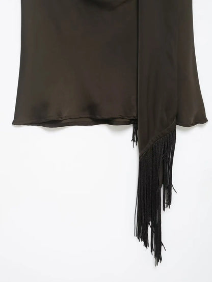 Women Satin Pleated Top | Sleeveless | Summer | V Neck | Halter Neck