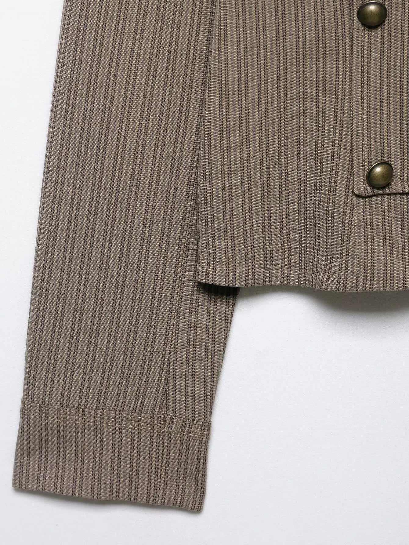 Women Short Coat | Spring | Striped Short Blazer | Long Sleeves | Napoleon Jacket