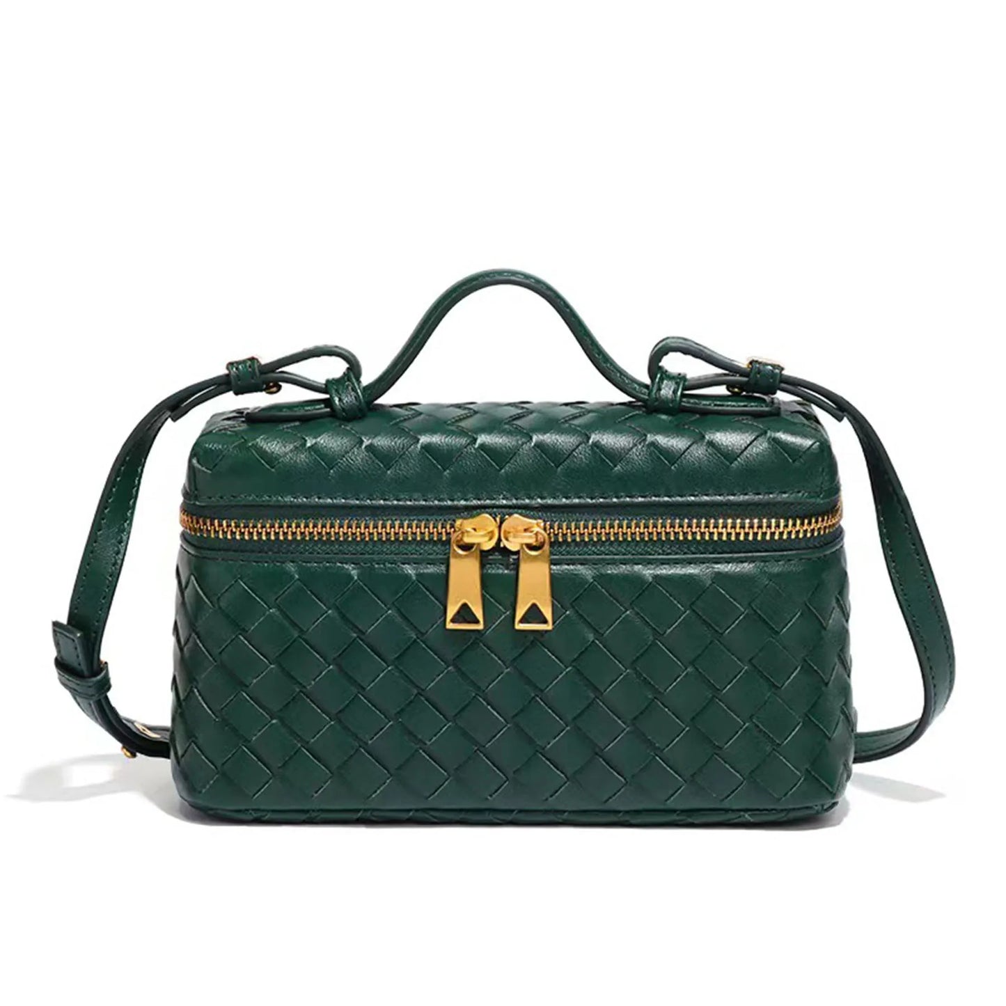 Women Woven Lunch Box Bag | Shoulder Bag | Crossbody Bag | Box bag green