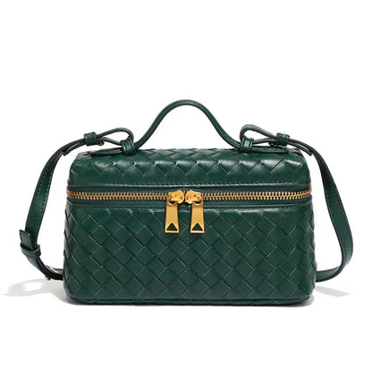 Women Woven Lunch Box Bag | Shoulder Bag | Crossbody Bag | Box bag green