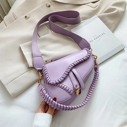 Women Leather Saddle Shoulder Bag | Crossbody Bag Purple