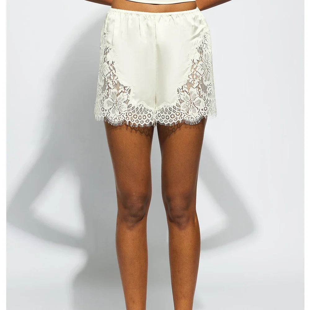 Women Satin Lace Trim Shorts | Boxer Shorts | Loungewear | Silk