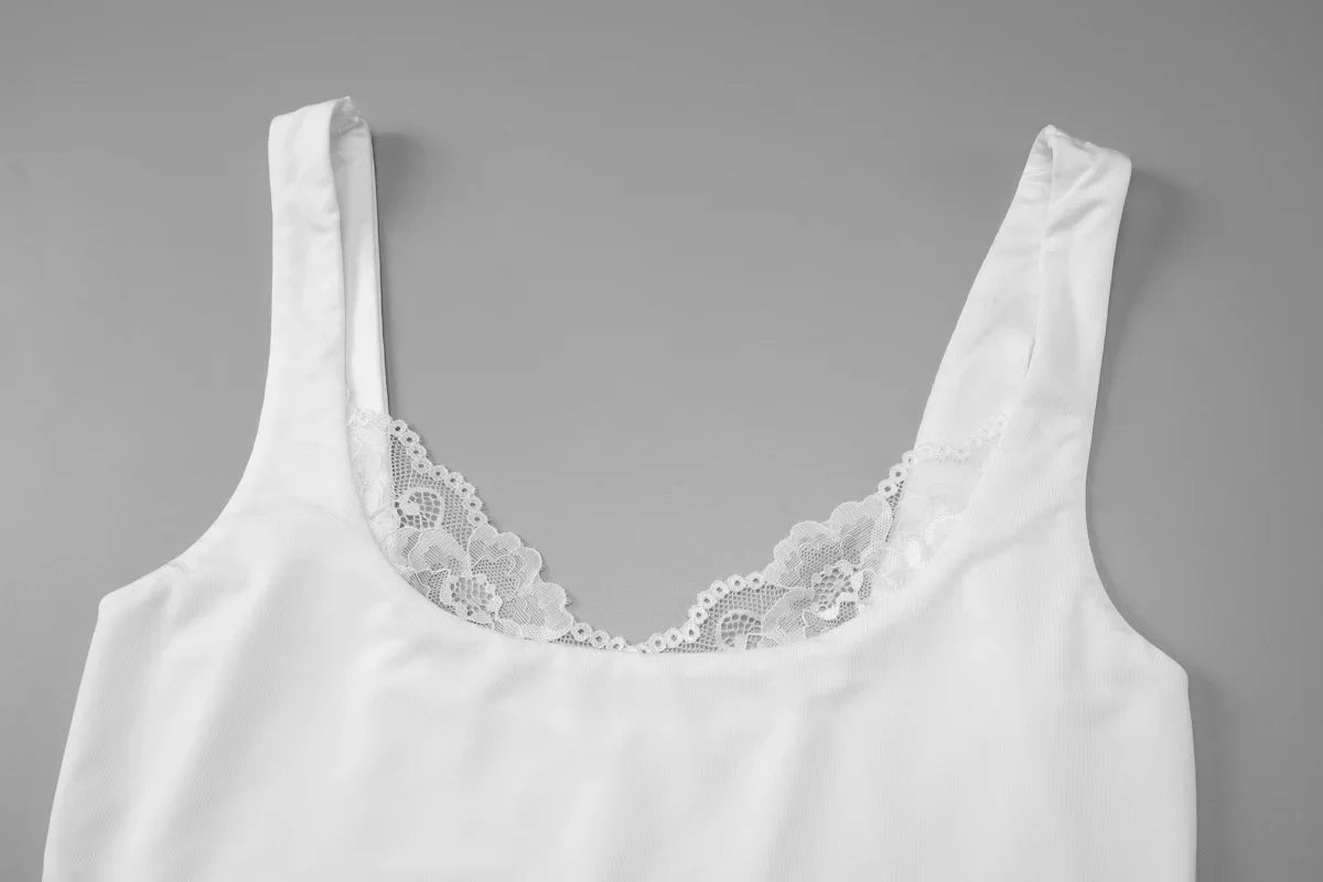 Women Lace Trim Tank Top | V-Neck | Crop Top | Y2k