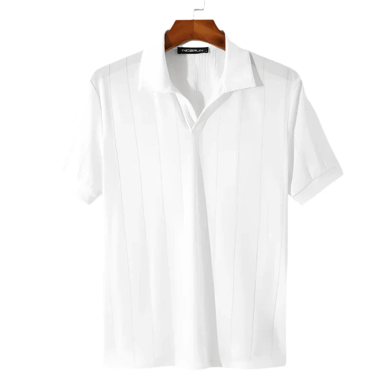 Men Lightweight Polo Shirt | Casual Lapel Short Sleeve Polo White