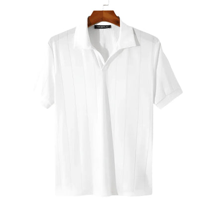 Men Lightweight Polo Shirt | Casual Lapel Short Sleeve Polo White