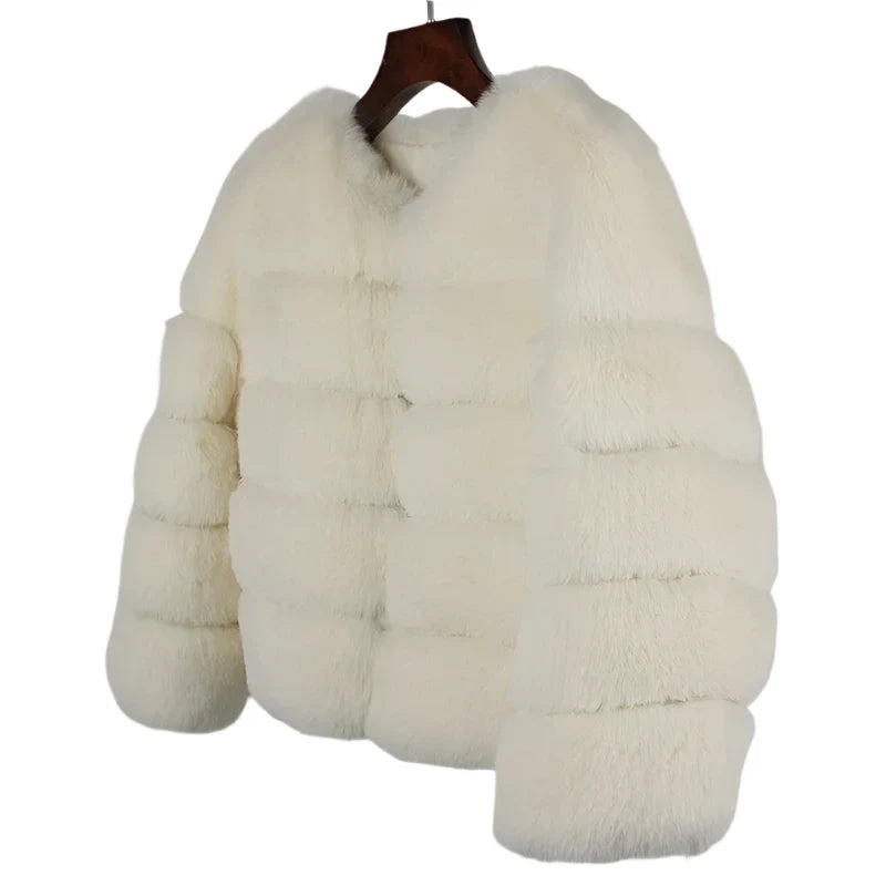 Women Retro Thick Fur Coat | Warm Winter Outerwear beige