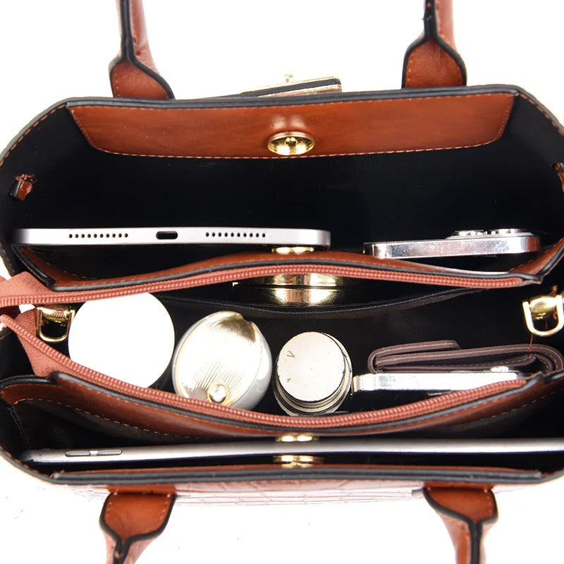 Women 3-layer Leather Handbag | Shoulder Bag