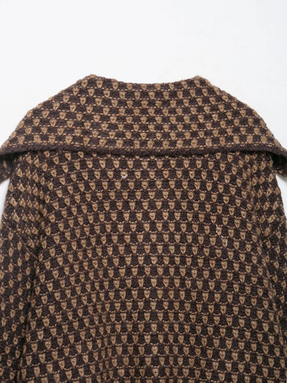 Women Oversized Knitted Jacket | Large Collar | Street Style | Geometric Pattern