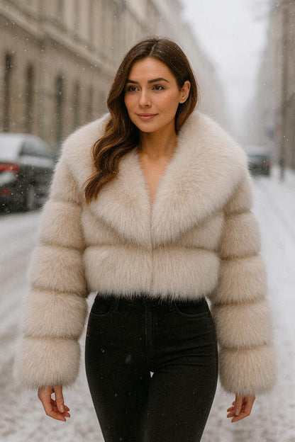 Women Fluffy Cropped Fur Coat | Winter Street Style Fur Jacket