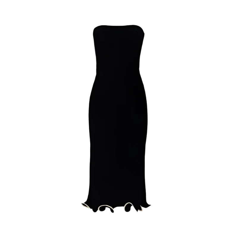 Women Strapless Knitted Dress | Party Dress Black