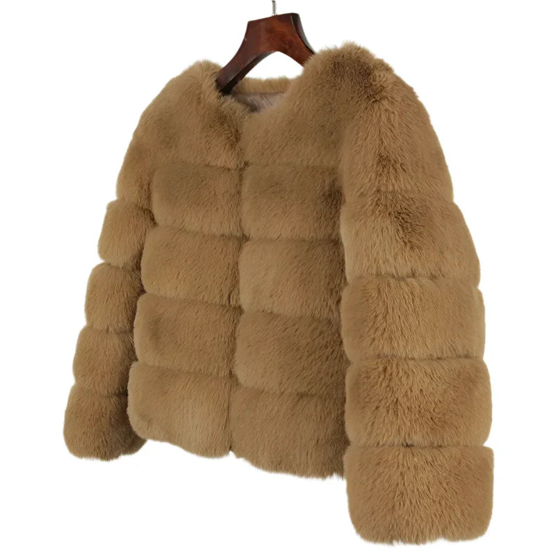 Women Retro Thick Fur Coat | Warm Winter Outerwear camel