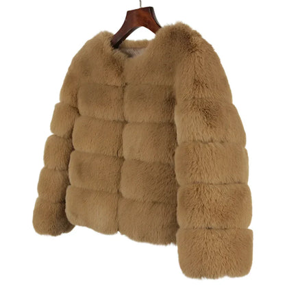 Women Retro Thick Fur Coat | Warm Winter Outerwear camel