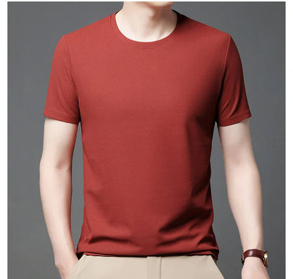 Men Waffle Round Neck Short Sleeve T-shirt | Summer Top