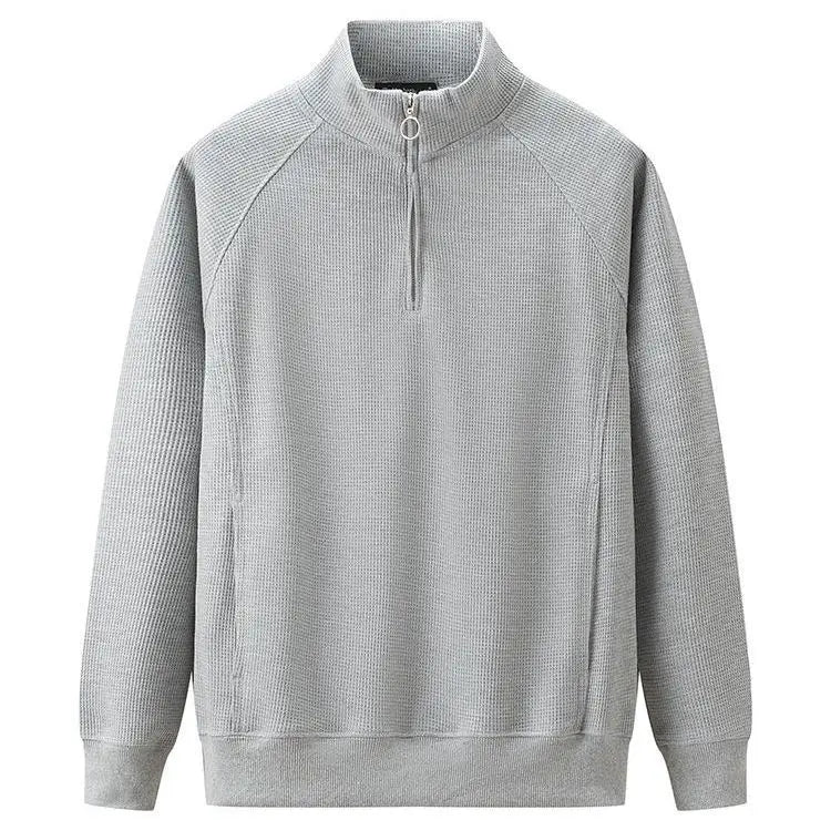 Men Plain Hoodieless Sweatshirt | Men Half Zip Pullover Grey