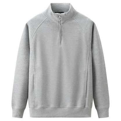 Men Plain Hoodieless Sweatshirt | Men Half Zip Pullover Grey