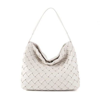 Women Woven Tote Bag | Textured Pleated Soft Leather Bag White